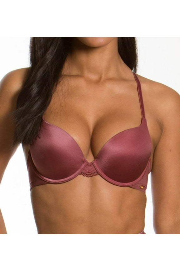 Women's Gossard 16801 Shimmer Lace Padded Plunge Push-Up Bra (Vintage Rose 38DD)