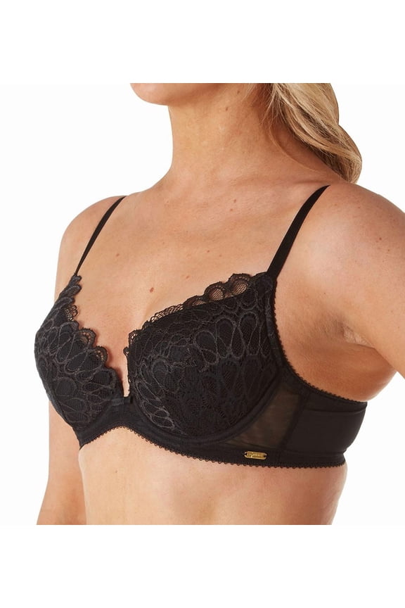 Women's Gossard 17801 Swirl Padded Plunge Bra (Black 34G)