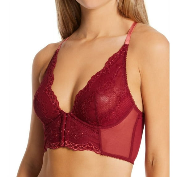 Women's Gossard 7718 Superboost Lace Deep V Underwire Bralette (Cranberry/Raspberry 36B)