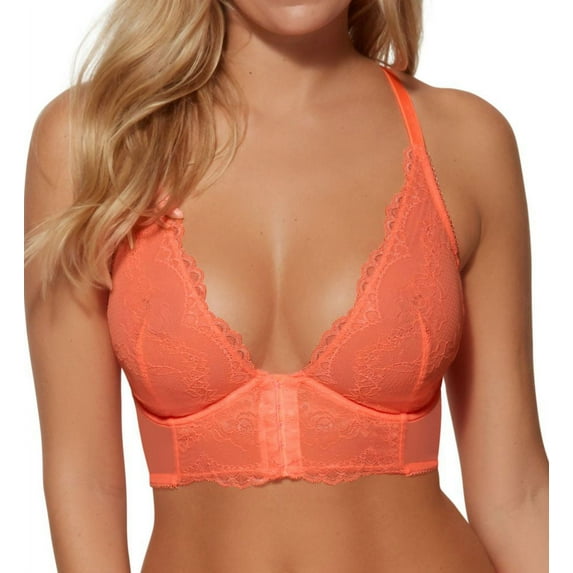Women's Gossard 7718 Superboost Lace Deep V Underwire Bralette (Neon Coral 38G)