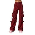 thumbnail image 1 of Women's Goth Cargo Pants Wide Leg Baggy Casual Hiking Trousers High Waist Loose Fit Mutil Pocket Y2K Parachute Pants, 1 of 9