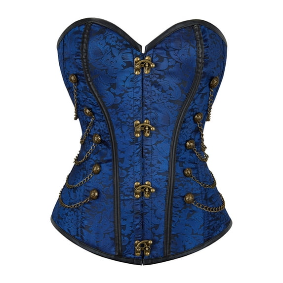 Women's Gothic Corset Tops Bustier Waist Cincher Underbust Corsets Vest Tank Top, Blue Size S