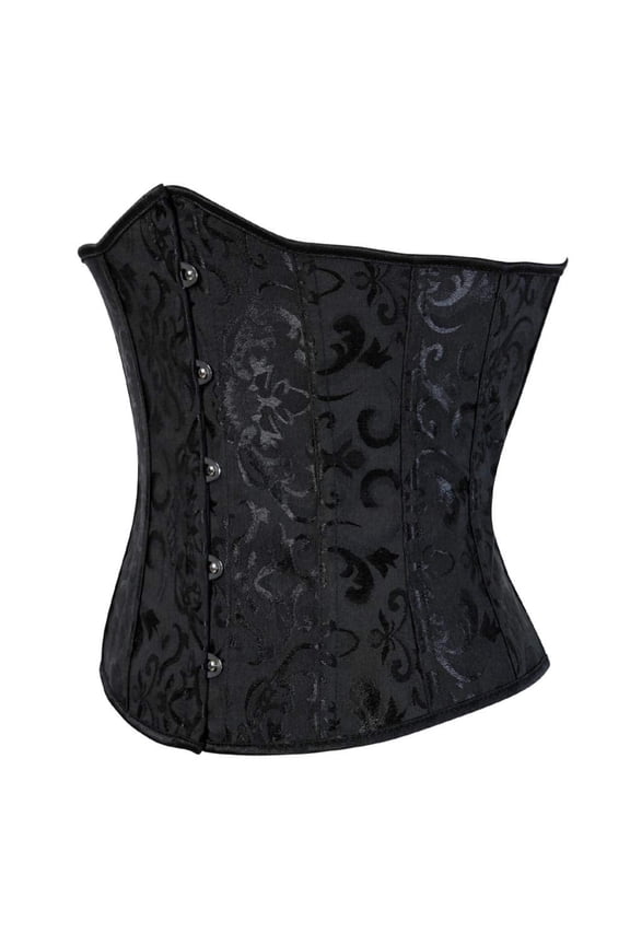 Women's Gothic Embroidery Lace Up Boned Underbust Corset Top Plus Size Black S