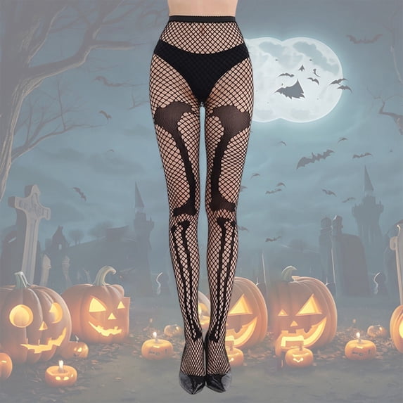 Women's Gothic Fishnet Pattern Halloween Tights – Spooky Black Bow Lace Stockings for Women in One Size, Versatile cosp^lay Party Accessory
