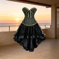 thumbnail image 1 of Women's Gothic Halloween Corset Dress - Body Shaping Lace-Up Boned Bodysuit With High-Low Tulle Skirt Steampunk Costume For Women Army Green 2XL, 1 of 5