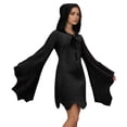 thumbnail image 1 of Women's Gothic Halloween Party Dress Bat Sleeve Hooded Asymmetrical Glitter Long Sleeve Tunic for Performance and Casual Wear, 1 of 2