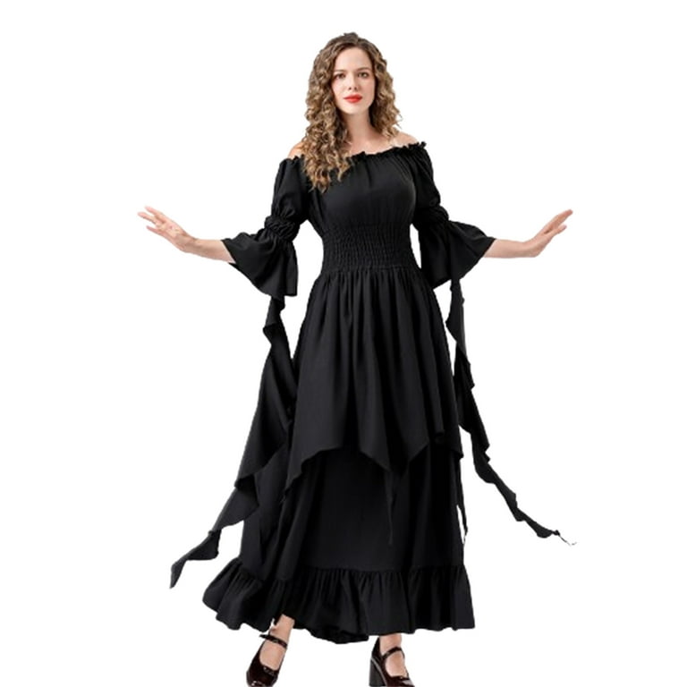 Women's Gothic Halloween Witch Dress Medieval Renaissance Costume