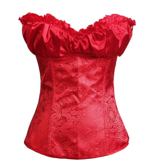 Women's Gothic Jacquard Corset Bustier Princess Renaissance Corsets 1920s Satin Ruched Elegant Overbust Top