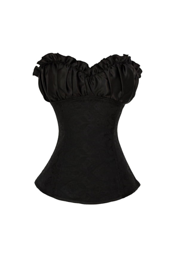 Women's Gothic Jacquard Corset Bustier Princess Renaissance Corsets 1920s Satin Ruched Elegant Overbust Top