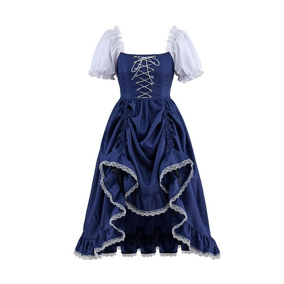 Women's Gothic Lolita Ball Gown Vintage Lace Corset Waist Irregular Slim Fit Dress
