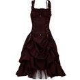 thumbnail image 1 of Women's Gothic Long Dress Steampunk Goth Cute Lolita Dresses Zipper with Corset Square Neck Ruffled Skirt Lace Maxi Dress, 1 of 2