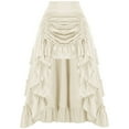 thumbnail image 1 of Women's Gothic Maxi Skirts Renaissance Steampunk Drawstring Ruffle High-Low Darkness Skirts Beige XL, 1 of 8