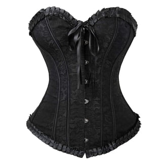 Grebrafan Corset Pirate Burlesque Lace up Clothing for Women Black