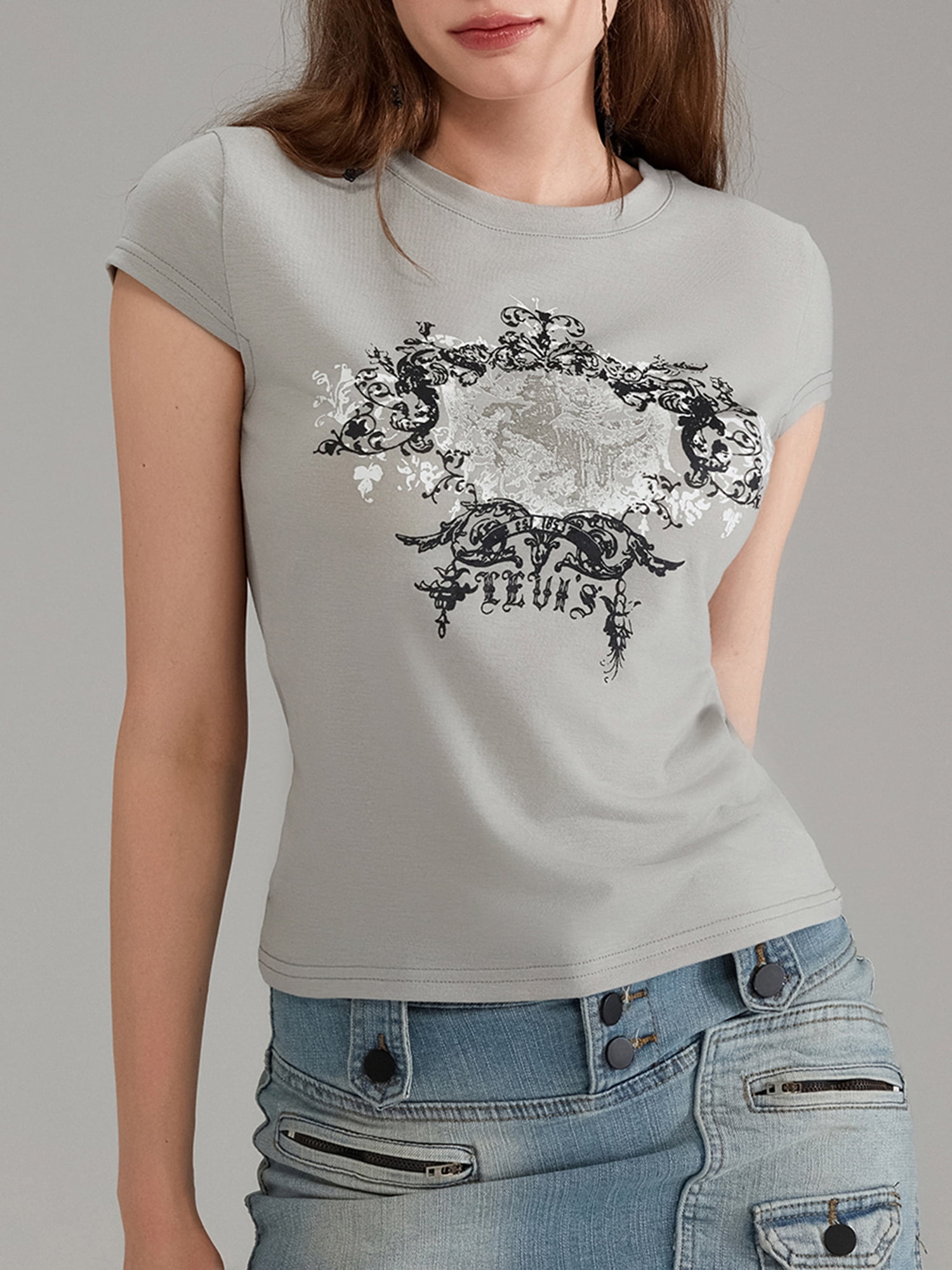 Women's Vintage Long Sleeve Lace Tops, Y2K V-Neck, Button