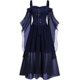 thumbnail image 1 of Women's Gothic Punk Dress Cold Shoulder Butterfly Sleeve Christmas Cosplay Party Dress, 1 of 13