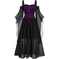 thumbnail image 1 of Women's Gothic Punk Dress Cold Shoulder Butterfly Sleeve Christmas Cosplay Party Dress, 1 of 11