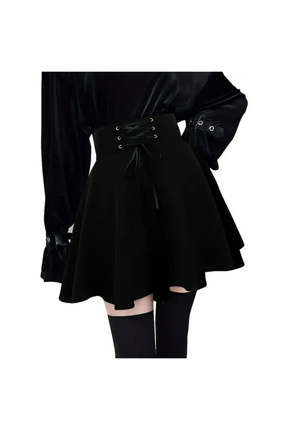 Women's Gothic Punk Plaid Pleated High Waisted Short A Line Flare Mini Skirt Long Denim Skirt Stretchy Skirts for Women Girls Hoop Skirt Smocked Skirt Latex Mini Skirt Cute Skirts for Teen Girls Skirt