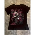 thumbnail image 1 of Women's Gothic Punk Rock Skull Graphic Black Cotton T-Shirt, 1 of 6