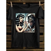 Womens Gothic Retro Pinup Werewolf Reflection T-Shirt
