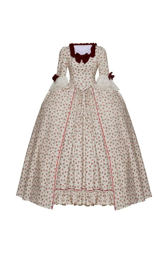 Women's Gothic Rococo Ball Gown - Victorian Red Floral Elegance Dress