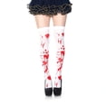 thumbnail image 1 of Women's Gothic Skeleton Knee Socks, Black Bone Pattern Bloodstain Halloween Socks, 1 of 3