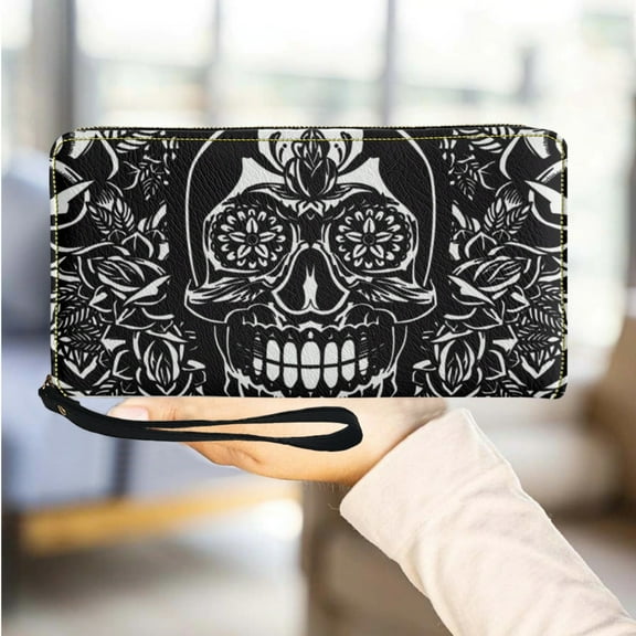 Women's Gothic Skull Brand Design Small Clutch Long Takeaway Casual Travel Coin Purse Female Fashion Outdoor Party Wallet Gift