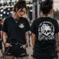 thumbnail image 1 of Women’s Gothic Skull Floral Graphic T-Shirt, Unisex Classic Fit Cotton Tee, 1 of 9