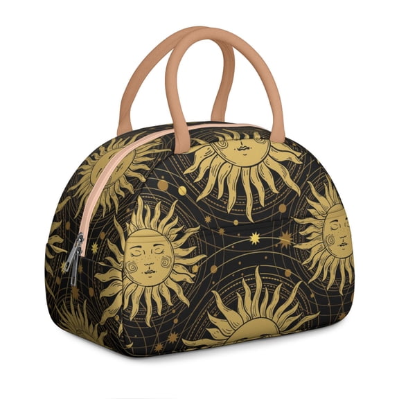 Women's Gothic Starry Night Lunch Box - Moon & Stars Constellation Design, Insulated Reusable Leakproof Cooler Tote with Adjustable Strap & Zipper Closure