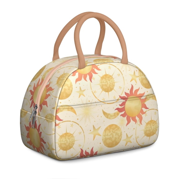 Women's Gothic Starry Night Lunch Box - Moon & Stars Constellation Design, Insulated Reusable Leakproof Cooler Tote with Adjustable Strap & Zipper Closure