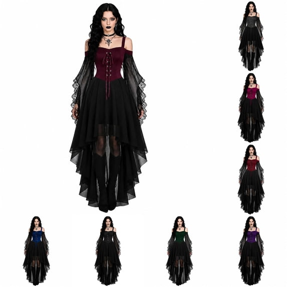 Women's Gothic Style Long Sleeve Dress Slim Fit Stage Performance For Evening Party Cosplay Attire