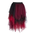 thumbnail image 1 of Women's Gothic Tulle Skirts Mesh Layered Asymmetrical Skirt Black Red 2XL, 1 of 4
