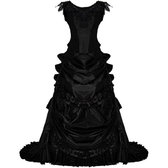Women's Gothic Victorian Bustle Wedding Gown Renaissance Vintage Evening Long Dress Steampunk Ball Gowns