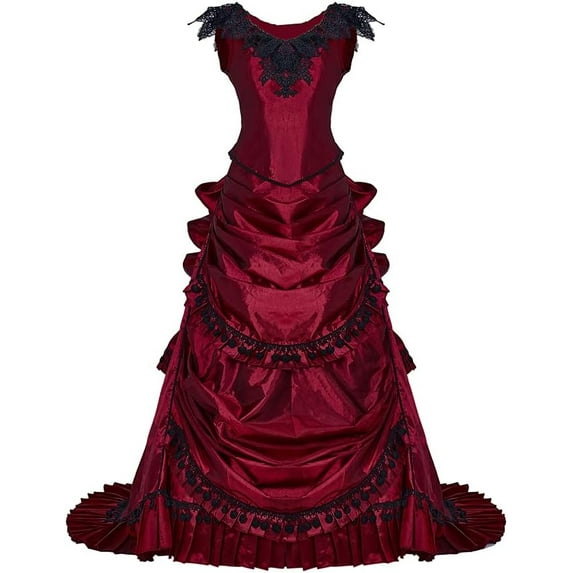 Women's Gothic Victorian Bustle Wedding Gown Renaissance Vintage Evening Long Dress Steampunk Ball Gowns