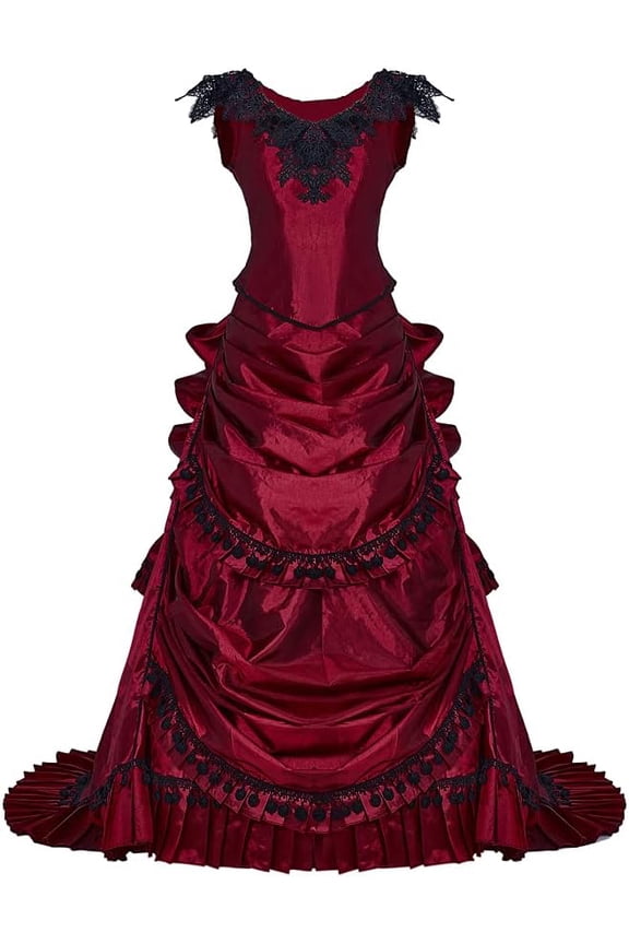 Women's Gothic Victorian Bustle Wedding Gown Renaissance Vintage Evening Long Dress Steampunk Ball Gowns