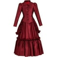 thumbnail image 1 of Women's Gothic Victorian Red Dress Steampunk Bustle Gown Renaissance Costume, 1 of 7