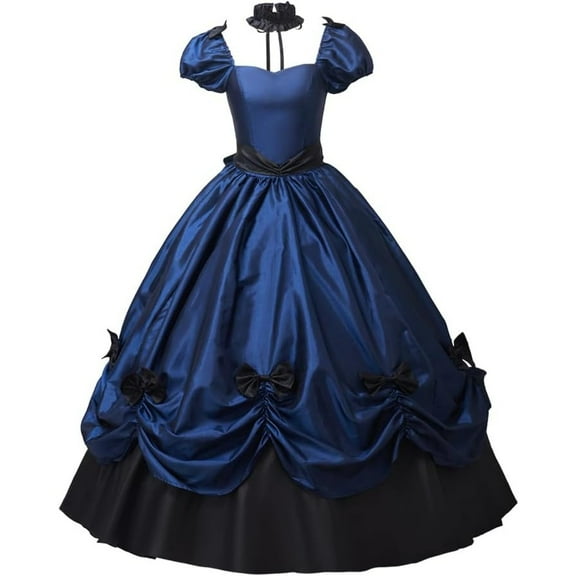 Women's Gothic Victorian Rococo Dress Civil War Southern Belle Tea Party Ball Gown Medieval Evening Dress