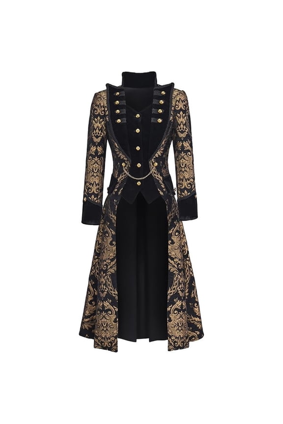 Women's Gothic Victorian Tailcoat Steampunk Pirate Jacket Faux Two Piece Long Coat