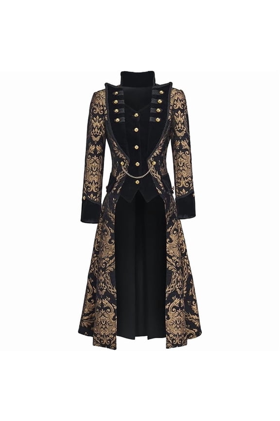Women's Gothic Victorian Tailcoat Steampunk Pirate Jacket Faux Two Piece Long Coat