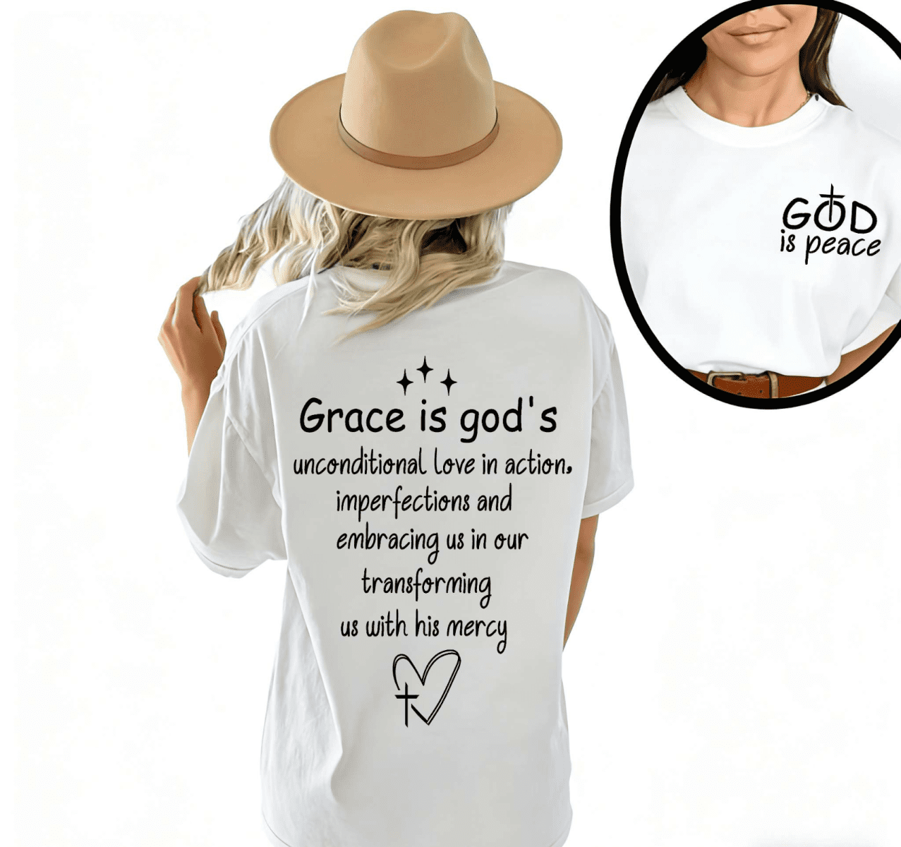 Women's Grace-Themed Inspirational Graphic Comfortable Casual T