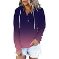 thumbnail image 1 of Women's Gradient Color Drawstring Hooded Sweatshirt with Pocket, Soft Fleece Lined Long Sleeve Pullover Top for Casual Streetwear, Daily Comfort Wear and Outdoor Activities GY1 L, 1 of 9