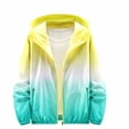 thumbnail image 1 of Women's Gradient Color Hooded Windbreaker Lightweight Zip-Up Waterproof Jacket with Side Pockets, 1 of 6