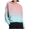 thumbnail image 1 of Women's Gradient Color Hoodies Long Sleeve Hood Sweatshirts Loose Trendy Sweater Casual Hoodie With Kangaroo Pocket (M, Hot Pink), 1 of 6