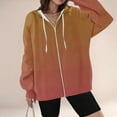 thumbnail image 1 of Women's Gradient Color Hoodies V Neck Long Sleeve Quarter Zip Up Lightweight Oversized Casual Hooded Sweatshirt (L, Orange), 1 of 4
