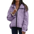 thumbnail image 1 of Women's Gradient Color Puffer Coat, Oversized Hooded Zip Up Jacket, Lightweight Quilted Winter Coat, Long Sleeve Round Hem Jacket, Warm Padded Outerwear, Casual Winter Jacket Purple XL, 1 of 9
