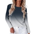 thumbnail image 1 of Women's Gradient Color Raglan Sleeve Round Neck Sweatshirt, Long Sleeve Soft Rayon Blend Pullover Top with Loose Fit for Fall Season, Casual Streetwear and Legging Pairing Outfits Navy XXXXL, 1 of 8