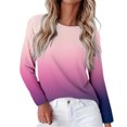 thumbnail image 1 of Women's Gradient Color Raglan Sleeve Round Neck Sweatshirt, Long Sleeve Soft Rayon Blend Pullover Top with Loose Fit for Fall Season, Casual Streetwear and Legging Pairing Outfits Purple XXXXL, 1 of 9