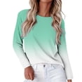 thumbnail image 1 of Women's Gradient Color Raglan Sleeve Round Neck Sweatshirt, Long Sleeve Soft Rayon Blend Pullover Top with Loose Fit for Fall Season, Casual Streetwear and Legging Pairing Outfits Mint Green XXXXL, 1 of 8