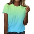 thumbnail image 1 of Women's Gradient Color Round Neck T-Shirt - Trendy Short Sleeve Casual Tee Soft Stretch Fabric for Streetwear & Summer Outfits, Mint Green Women‘S Short Sleeve Gradient Color Fashion Round Neck, 1 of 5