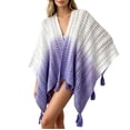 thumbnail image 1 of Women's Gradient Color Shawls and Wraps Open Front Poncho Cape with Fringes, Tassel Beach Cover Up, 1 of 6