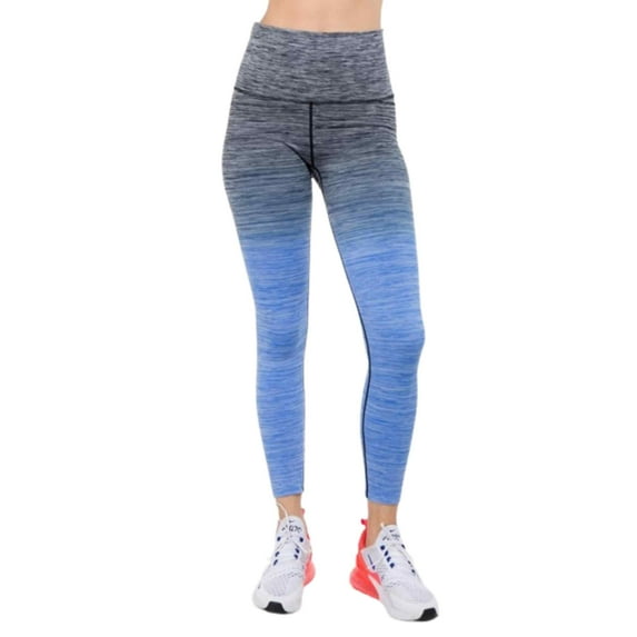 Women's Gradient Compression Ombre Activewear Leggings, Royal Blue / Grey, L